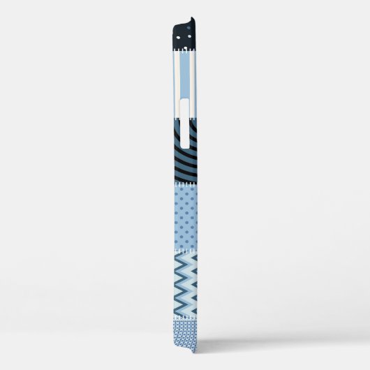 Quiltontwerp, geometrische patchwork, blauwe tinte Case-Mate iPhone case (Achterkant / Rechts)