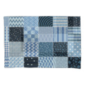 Quiltontwerp, geometrische patchwork, blauwe tinte kussensloop (Voorkant)