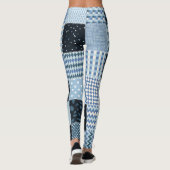 Quiltontwerp, geometrische patchwork, blauwe tinte leggings (Achterkant)
