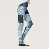 Quiltontwerp, geometrische patchwork, blauwe tinte leggings (Rechts)