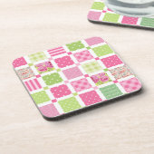 Quiltontwerp met bloemenpolka dot bier onderzetter (Linkerzijde)