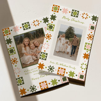 Quiltpatroon Familie Foto Kerstkaart