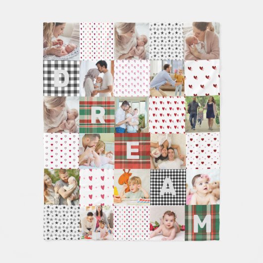 Quiltpatroon Foto College Retro Patchwork Effect Fleece Deken (Voorkant)