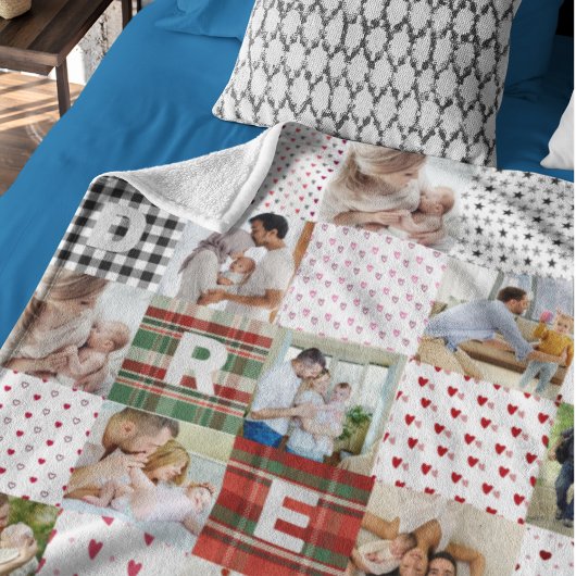 Quiltpatroon Foto College Retro Patchwork Effect Fleece Deken