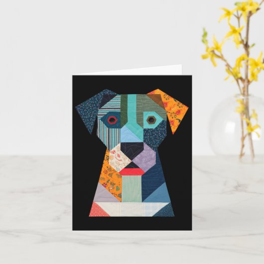 Quiltpatroon Hond Voor Quiltliefhebber Quilter Naa Kaart (Gele Bloem)