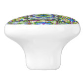 Quiltpatroon keramische knop blauw groen paarse (Zijkant)