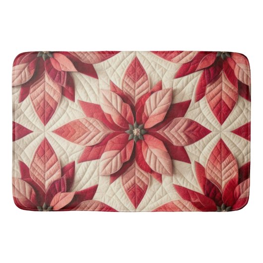 Quiltpatroon Poinsettia Cream Red Badmat (Voorkant)
