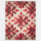 Quiltpatroon Poinsettia Cream Red Fleece Deken (Voorkant)