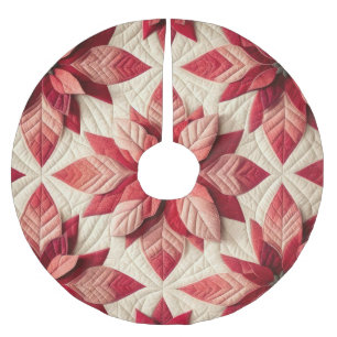 Quiltpatroon Poinsettia Cream Red Kerstboom Rok