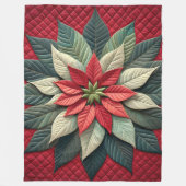 Quiltpatroon Poinsettia rood Fleece Deken (Voorkant)