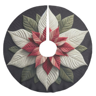 Quiltpatroon Poinsettia Rood Groen Zwart Kerstboom Rok