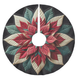Quiltpatroon Poinsettia Rood Groen Zwart Kerstboom Rok