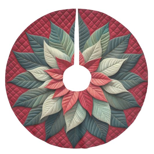 Quiltpatroon Poinsettia rood Kerstboom Rok (Voorkant)