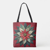 Quiltpatroon Poinsettia rood Tote Bag (Achterkant)