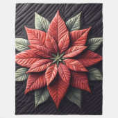 Quiltpatroon Poinsettia Zwart Fleece Deken (Voorkant)