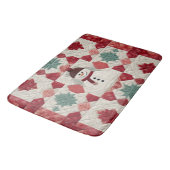 Quiltpatroon Sneeuwman rood wit groen Badmat (Gekanteld)