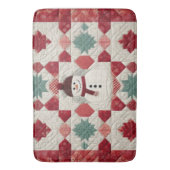 Quiltpatroon Sneeuwman rood wit groen Badmat (Voorkant Verticaal)