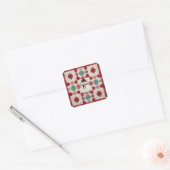 Quiltpatroon Sneeuwman rood wit groen Vierkante Sticker (Envelop)