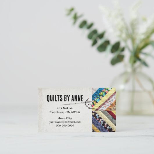 Quiltpatroon voor quilters visitekaartje (Staand voorkant)