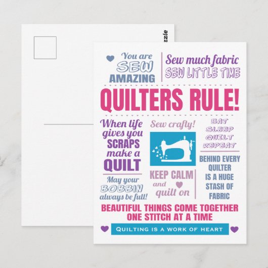 Quiltquilterregel Briefkaart (Voorkant / Achterkant)