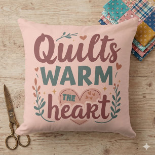 "Quilts Warm The Heart" Gezellige Quiltende Cottag Kussen