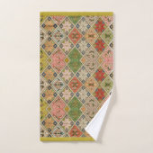 Quiltstijl  Patroon Diamond Roze Groen Bad Handdoek (Handdoek)