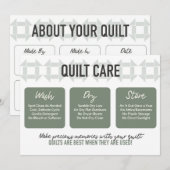 Quiltverzorging Kaart - Modern design - Sage Green (Voorkant / Achterkant)