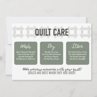 Quiltverzorging Kaart - Modern design - Sage Green