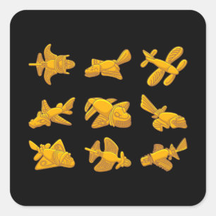 QUIMBAYA AIRPLANE Ancient Alien Theorist Quimbaya Vierkante Sticker