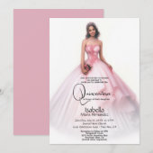 Quincañera | Fijne roze Quince Años Kaart (Voorkant / Achterkant)