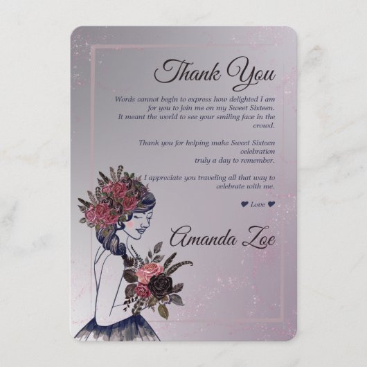 Quince Años Dank u kaart (Voorkant)