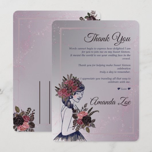 Quince Años Dankkaart Kaart (Voorkant / Achterkant)