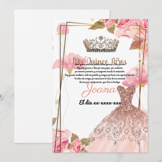 Quince años kaart (Voorkant / Achterkant)