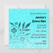 Quince Años Sweet 15 Invitation Blue Flower Kaart (Achterkant)