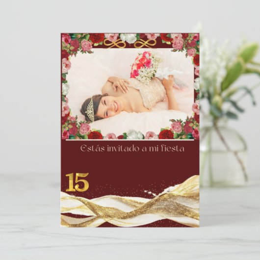 Quince anosInvitation Kaart (Staand voorkant)