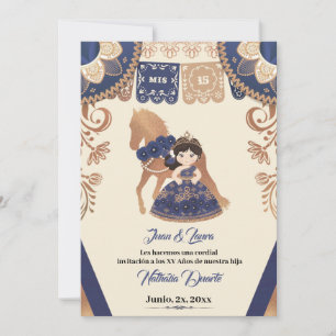 Quince Charro Uitnodiging Royal Blue Charro Invita