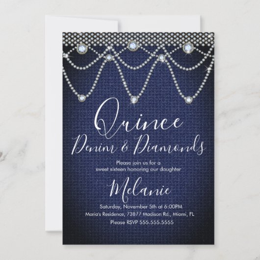 Quince Denim Diamonds Edelsteen Parels Kaart (Voorkant)