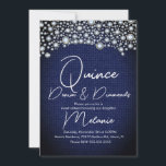Quince Denim Diamonds Gem Diamonds Kaart<br><div class="desc">Quince-uitnodigingen met Faux-Pareltjes en Denim Pattern</div>