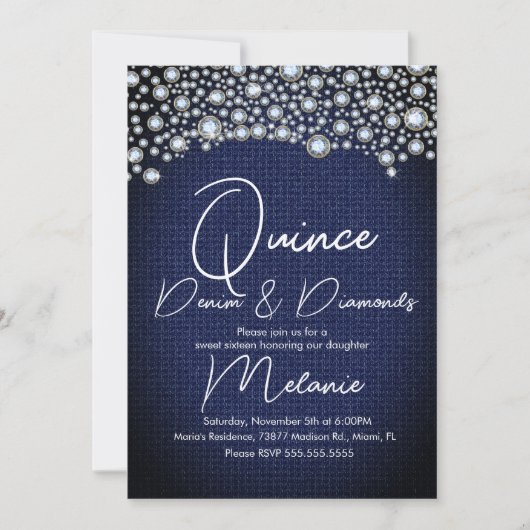 Quince Denim Diamonds Gem Diamonds Verspreid Kaart (Voorkant)