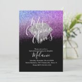 Quiñce Faux Glitter Diamond Black Paars Birthday Kaart (Staand voorkant)