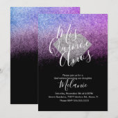 Quiñce Faux Glitter Diamond Black Paars Birthday Kaart (Voorkant / Achterkant)