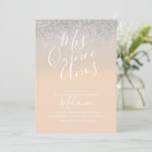 Quiñce Faux Glitter Diamond Peach Silver Birthday Kaart (Staand voorkant)