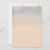Quiñce Faux Glitter Diamond Peach Silver Birthday Kaart (Achterkant)