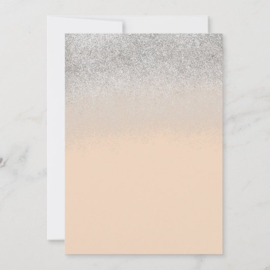 Quiñce Faux Glitter Diamond Peach Silver Birthday Kaart (Achterkant)