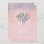 Quiñce Faux Glitter Diamond Pink Birthday Kaart (Voorkant / Achterkant)