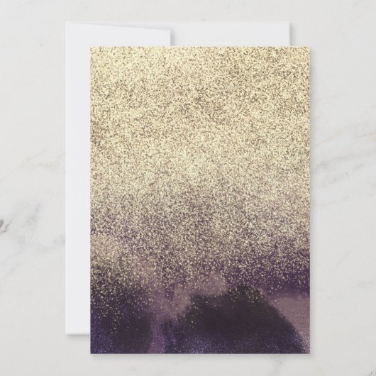 Quiñce Faux Glitter Paars Floral Gold Birthday Kaart (Achterkant)