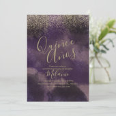 Quiñce Faux Glitter Paars Gold Abstracte verjaarda Kaart (Staand voorkant)