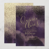 Quiñce Faux Glitter Paars Gold Abstracte verjaarda Kaart (Voorkant / Achterkant)