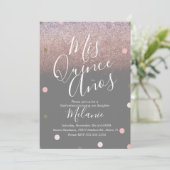 Quiñce Faux Glitter Stippen Gold Pink Birthday Kaart (Staand voorkant)