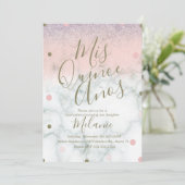 Quiñce Faux Glitter Stippen Gold Pink Marmer Kaart (Staand voorkant)